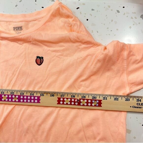 PINK Victorias Secret Peach Emoji Long Sleeve Basic Shirt Size Large - Picture 5 of 8